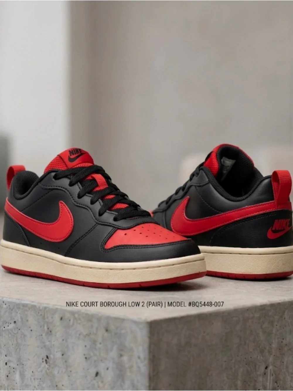 Nike Low-Top Sneakers in Black & Red with Cream Midsole